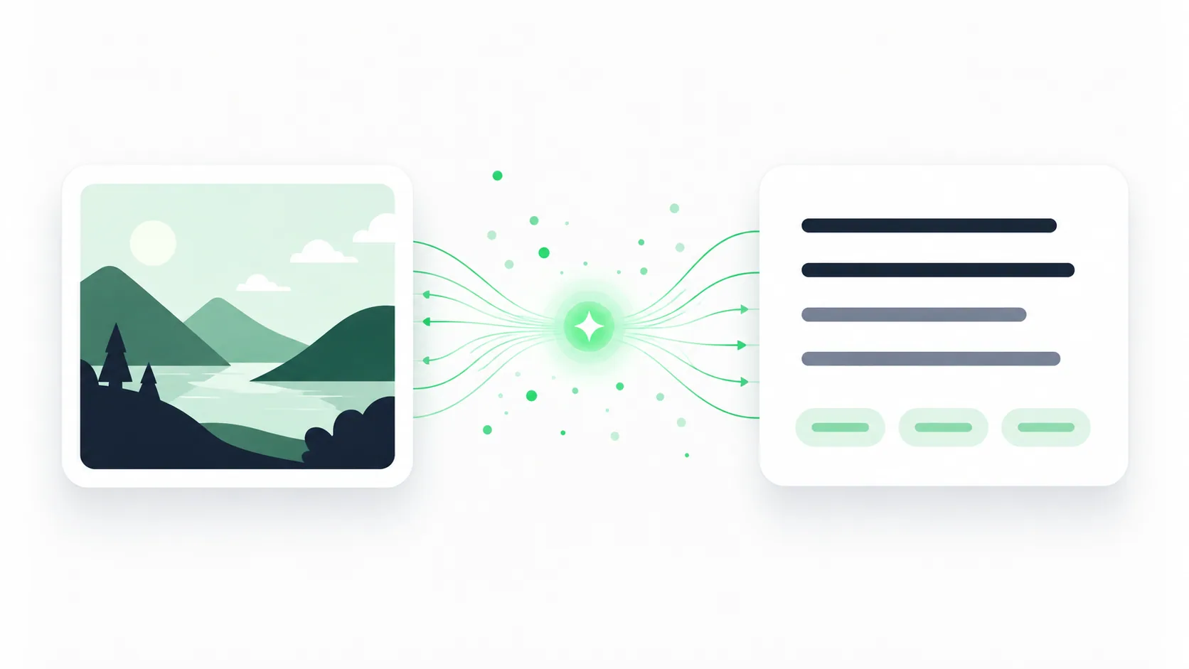 Illustration of an image being converted into a structured AI prompt